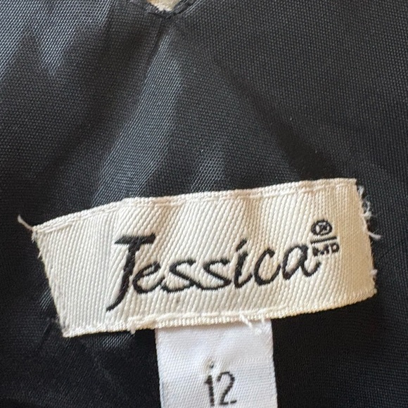 Vintage Jessica Black Cocktail Midi Beaded Dress Size 12 - Picture 12 of 14